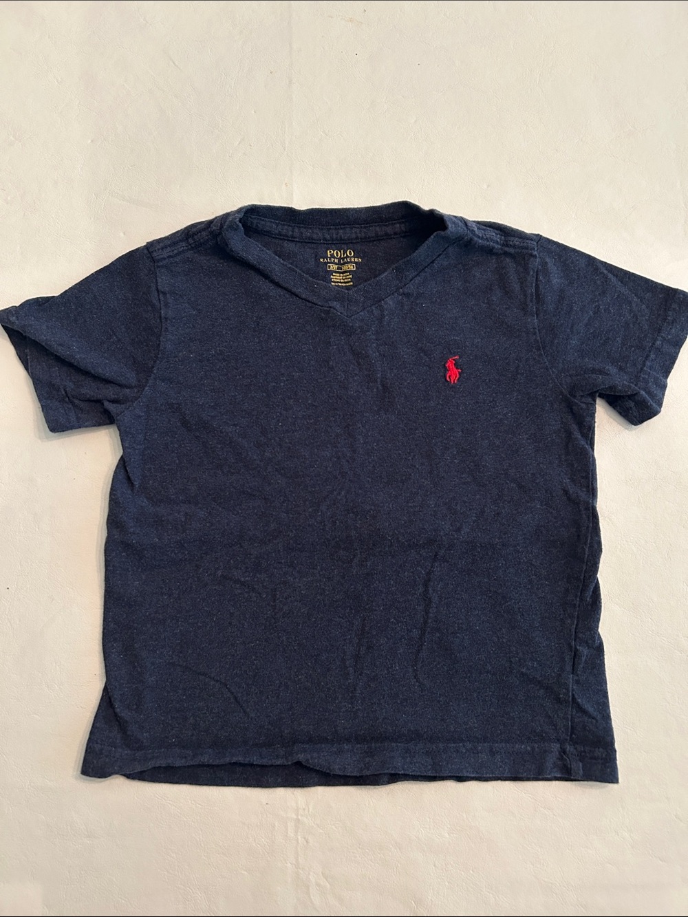 Polo by Ralph Lauren Kids Navy V-Neck Tee with Red Pony Logo